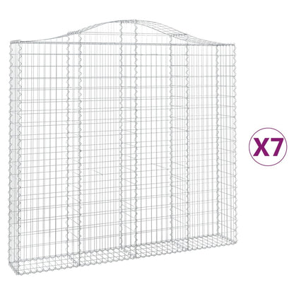Gabionen Mit Hochbogen 7 Stk. 200X30X180/200Cm Verzinktes Eisen