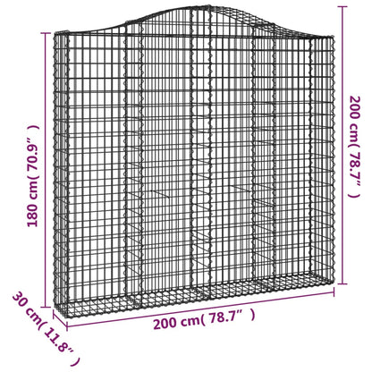 Gabionen Mit Hochbogen 8 Stk. 200X30X180/200Cm Verzinktes Eisen