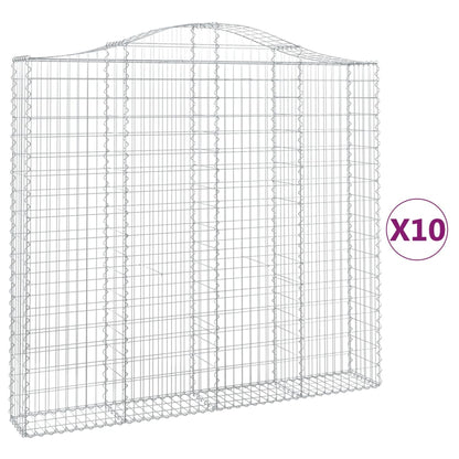 Gabionen Mit Hochbogen 10 Stk 200X30X180/200Cm Verzinktes Eisen