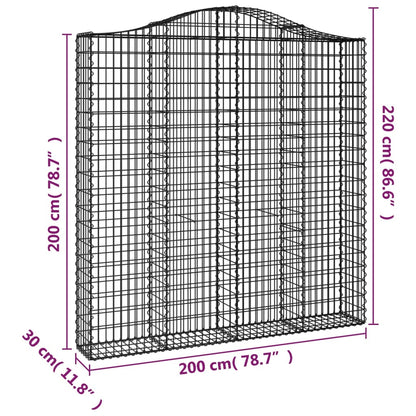 Gabionen Mit Hochbogen 2 Stk. 200X30X200/220Cm Verzinktes Eisen