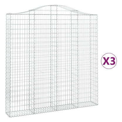 Gabionen Mit Hochbogen 3 Stk. 200X30X200/220Cm Verzinktes Eisen