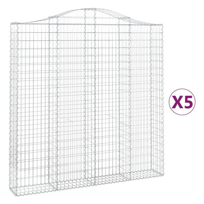 Gabionen Mit Hochbogen 5 Stk. 200X30X200/220Cm Verzinktes Eisen