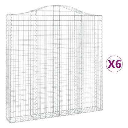 Gabionen Mit Hochbogen 6 Stk. 200X30X200/220Cm Verzinktes Eisen