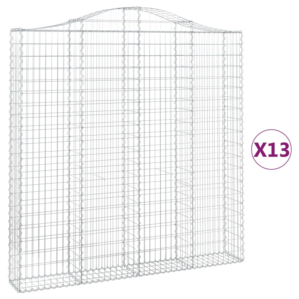 Gabionen Mit Hochbogen 13 Stk 200X30X200/220Cm Verzinktes Eisen