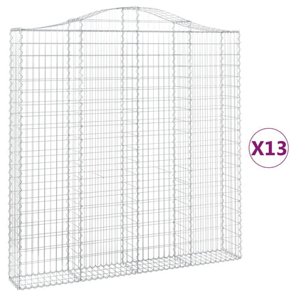 Gabionen Mit Hochbogen 13 Stk 200X30X200/220Cm Verzinktes Eisen