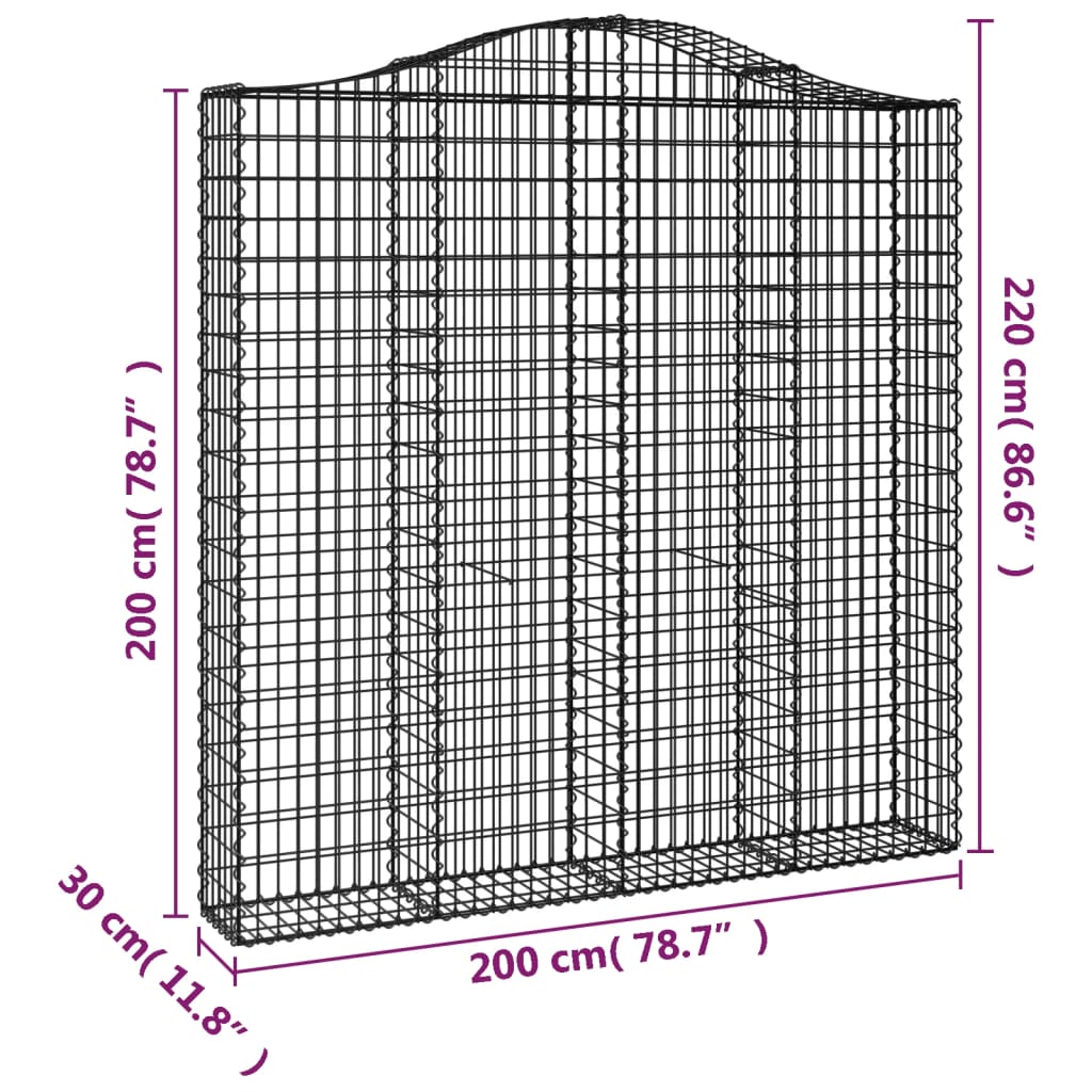Gabionen Mit Hochbogen 13 Stk 200X30X200/220Cm Verzinktes Eisen