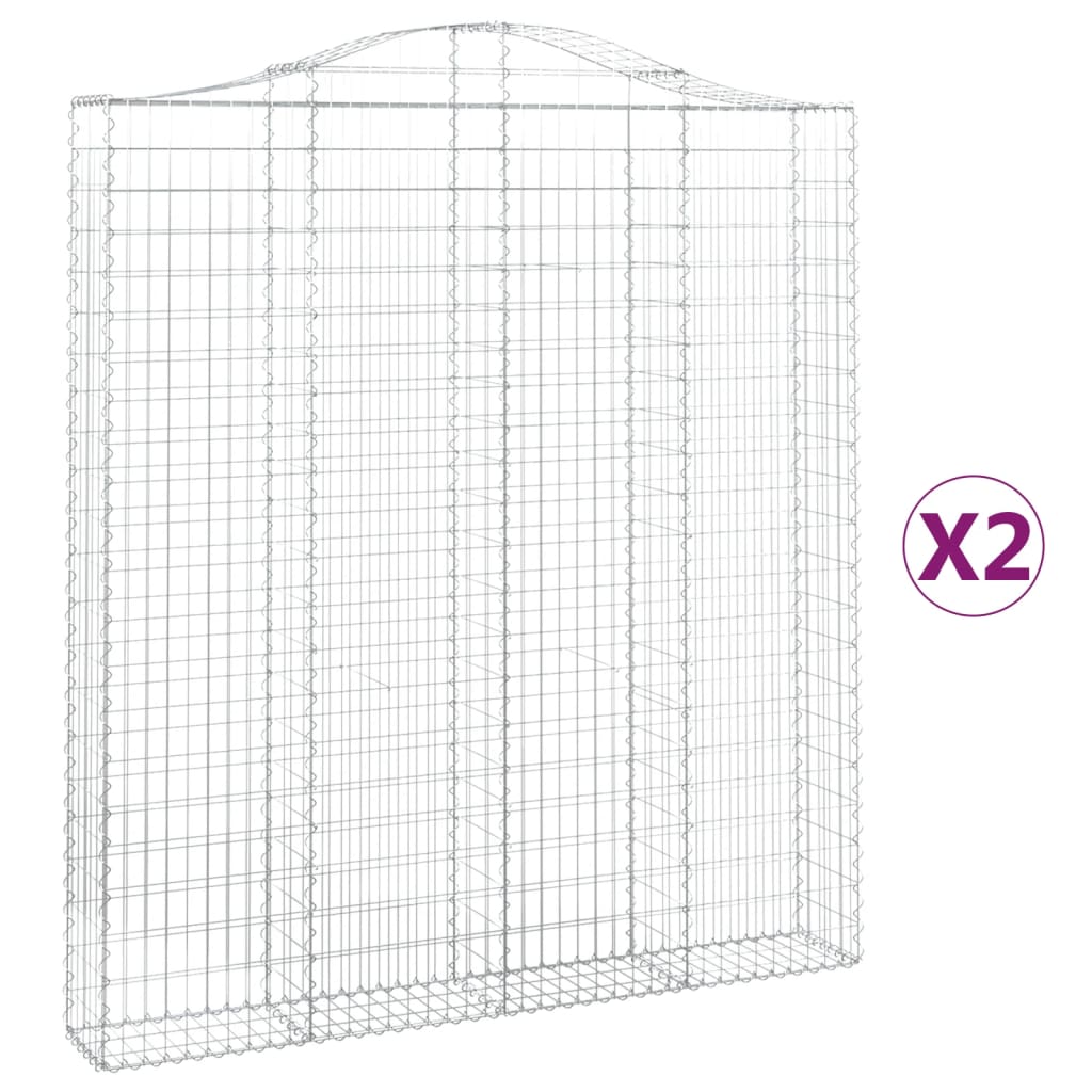 Gabionen Mit Hochbogen 2 Stk. 200X30X220/240Cm Verzinktes Eisen