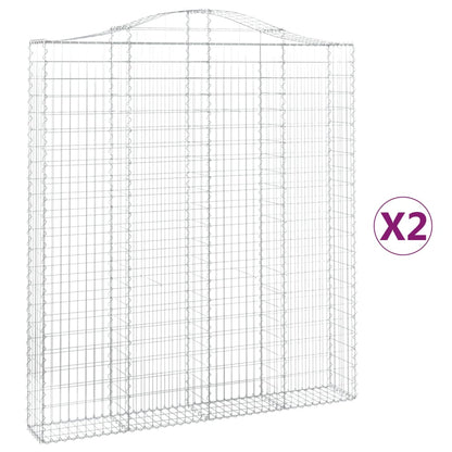 Gabionen Mit Hochbogen 2 Stk. 200X30X220/240Cm Verzinktes Eisen