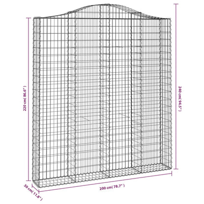 Gabionen Mit Hochbogen 2 Stk. 200X30X220/240Cm Verzinktes Eisen
