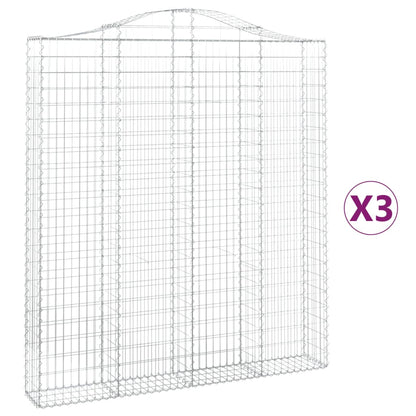 Gabionen Mit Hochbogen 3 Stk. 200X30X220/240Cm Verzinktes Eisen