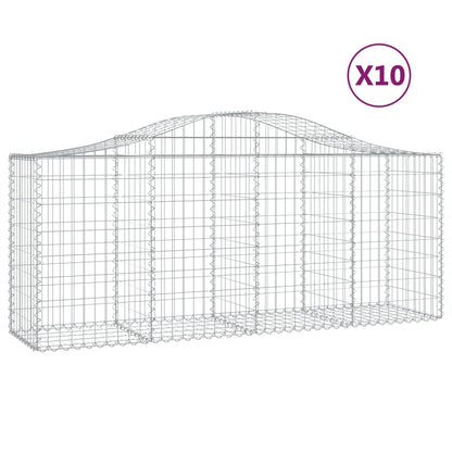Gabionen Mit Hochbogen 10 Stk. 200X50X80/100Cm Verzinktes Eisen