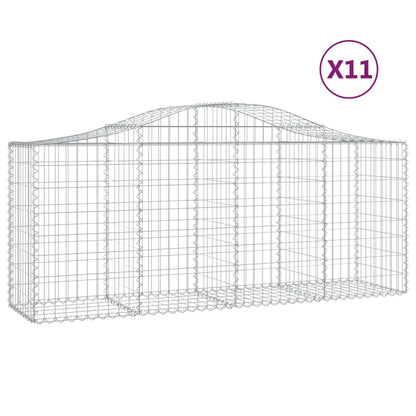 Gabionen Mit Hochbogen 11 Stk. 200X50X80/100Cm Verzinktes Eisen