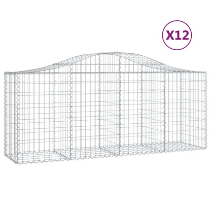 Gabionen Mit Hochbogen 12 Stk. 200X50X80/100Cm Verzinktes Eisen