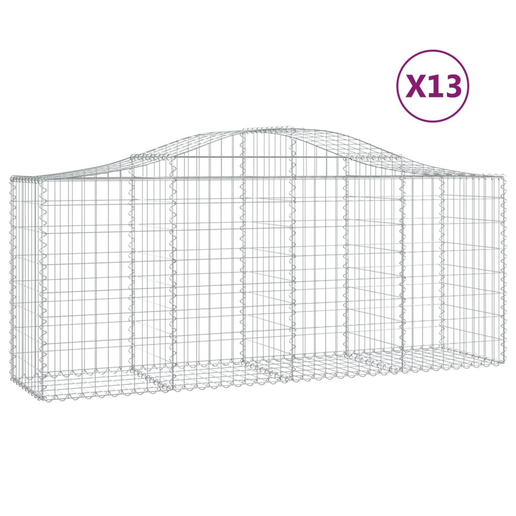 Gabionen Mit Hochbogen 13 Stk. 200X50X80/100Cm Verzinktes Eisen