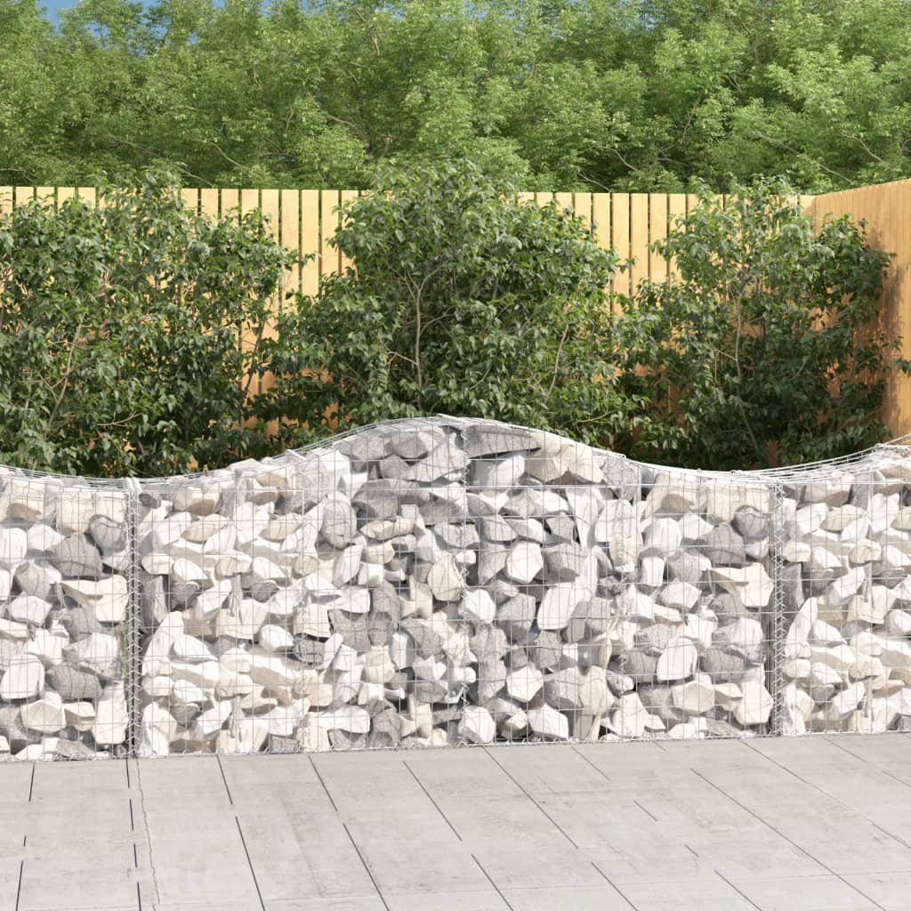 Gabionen Mit Hochbogen 13 Stk. 200X50X80/100Cm Verzinktes Eisen