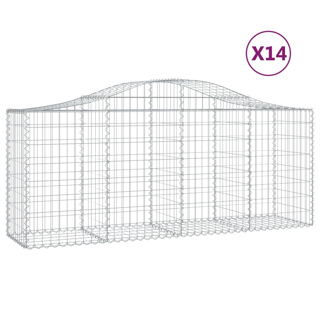 Gabionen Mit Hochbogen 14 Stk. 200X50X80/100Cm Verzinktes Eisen
