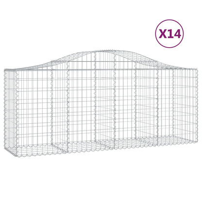 Gabionen Mit Hochbogen 14 Stk. 200X50X80/100Cm Verzinktes Eisen