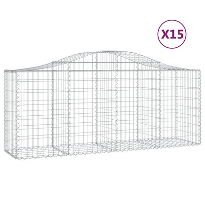 Gabionen Mit Hochbogen 15 Stk. 200X50X80/100Cm Verzinktes Eisen