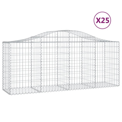 Gabionen Mit Hochbogen 25 Stk. 200X50X80/100Cm Verzinktes Eisen