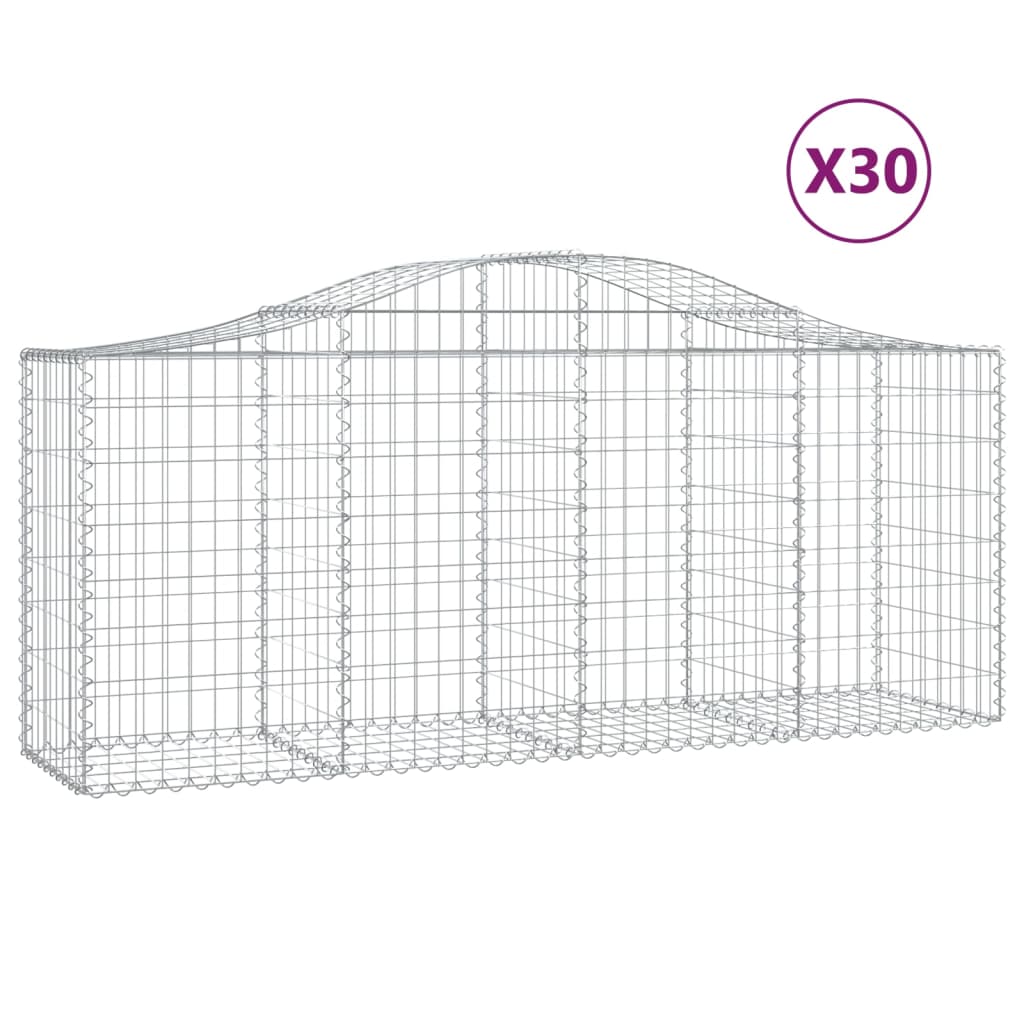 Gabionen Mit Hochbogen 30 Stk. 200X50X80/100Cm Verzinktes Eisen