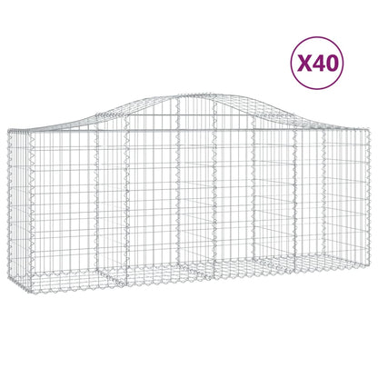 Gabionen Mit Hochbogen 40 Stk. 200X50X80/100Cm Verzinktes Eisen