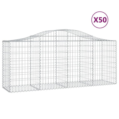 Gabionen Mit Hochbogen 50 Stk. 200X50X80/100Cm Verzinktes Eisen