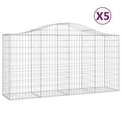 Gabionen Mit Hochbogen 5 Stk. 200X50X100/120Cm Verzinktes Eisen