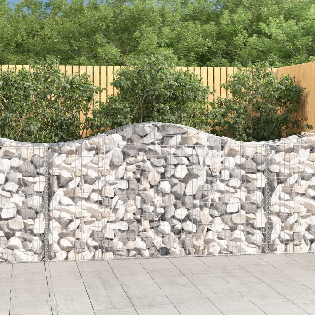 Gabionen Mit Hochbogen 5 Stk. 200X50X100/120Cm Verzinktes Eisen