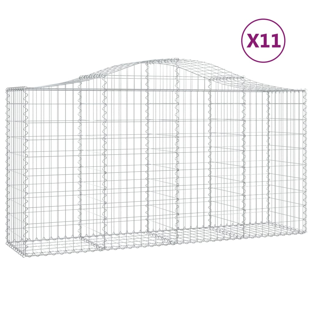 Gabionen Mit Hochbogen 11 Stk 200X50X100/120Cm Verzinktes Eisen