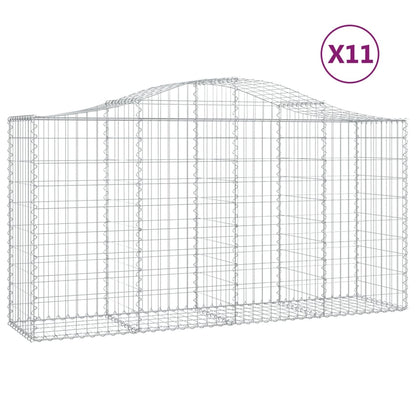 Gabionen Mit Hochbogen 11 Stk 200X50X100/120Cm Verzinktes Eisen