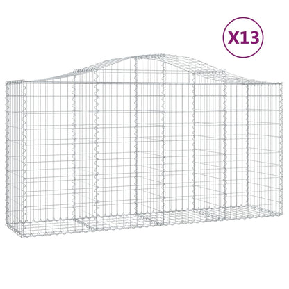 Gabionen Mit Hochbogen 13 Stk 200X50X100/120Cm Verzinktes Eisen