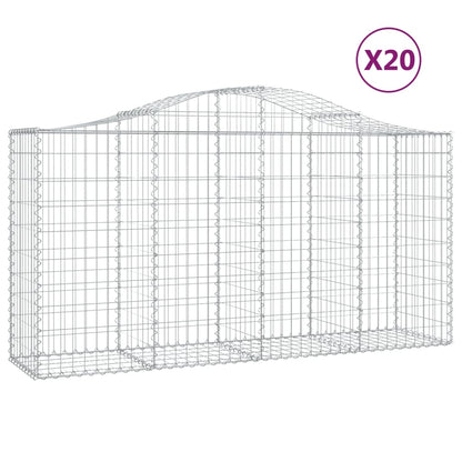 Gabionen Mit Hochbogen 20 Stk 200X50X100/120Cm Verzinktes Eisen