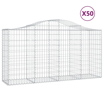 Gabionen Mit Hochbogen 50 Stk 200X50X100/120Cm Verzinktes Eisen