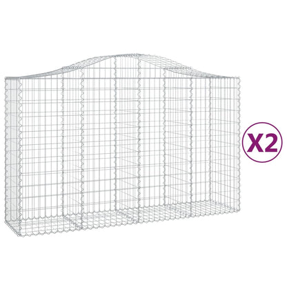 Gabionen Mit Hochbogen 2 Stk. 200X50X120/140Cm Verzinktes Eisen