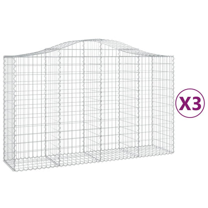 Gabionen Mit Hochbogen 3 Stk. 200X50X120/140Cm Verzinktes Eisen