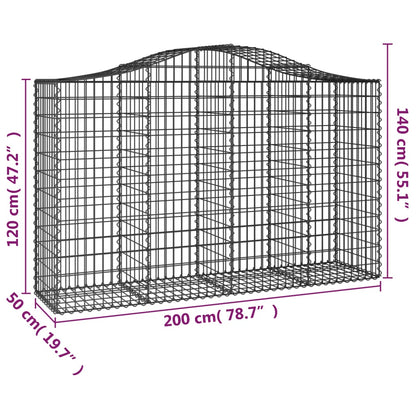 Gabionen Mit Hochbogen 3 Stk. 200X50X120/140Cm Verzinktes Eisen
