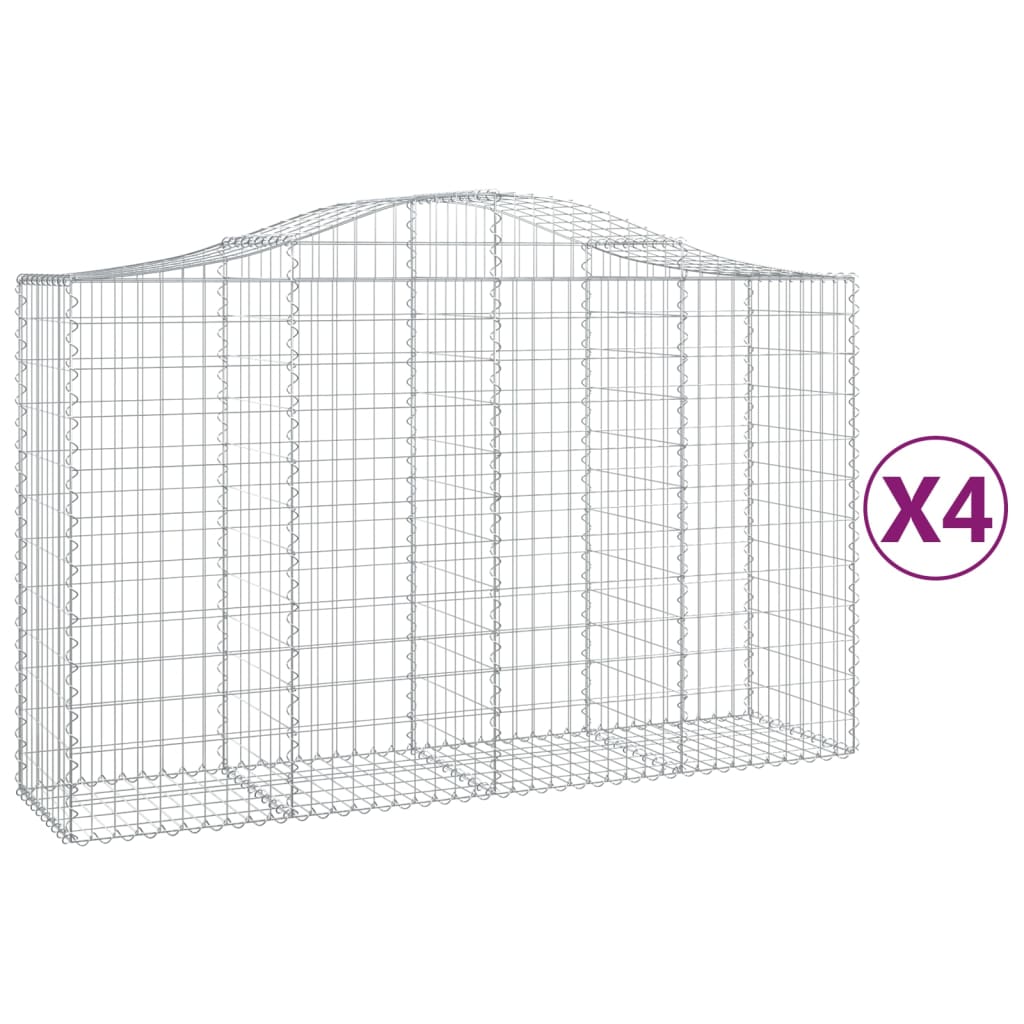 Gabionen Mit Hochbogen 4 Stk. 200X50X120/140Cm Verzinktes Eisen