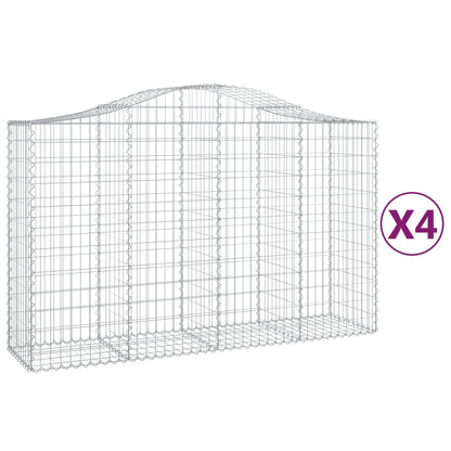 Gabionen Mit Hochbogen 4 Stk. 200X50X120/140Cm Verzinktes Eisen