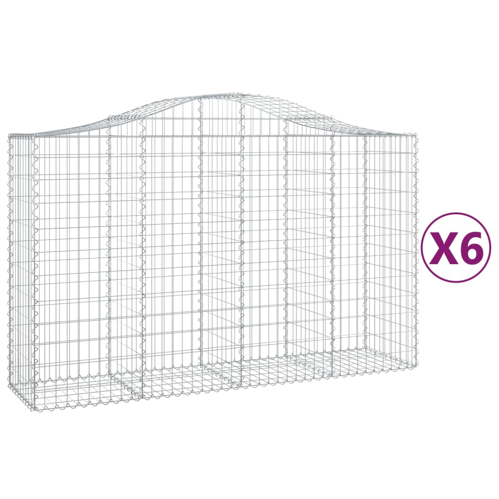 Gabionen Mit Hochbogen 6 Stk. 200X50X120/140Cm Verzinktes Eisen