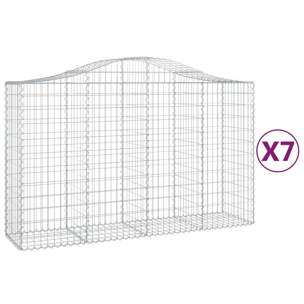 Gabionen Mit Hochbogen 7 Stk. 200X50X120/140Cm Verzinktes Eisen
