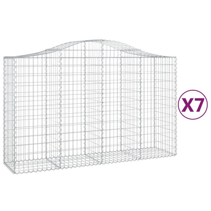 Gabionen Mit Hochbogen 7 Stk. 200X50X120/140Cm Verzinktes Eisen