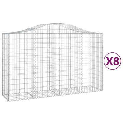 Gabionen Mit Hochbogen 8 Stk. 200X50X120/140Cm Verzinktes Eisen