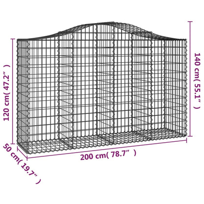 Gabionen Mit Hochbogen 8 Stk. 200X50X120/140Cm Verzinktes Eisen