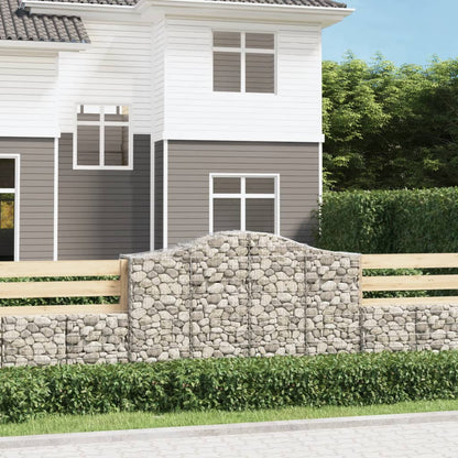 Gabionen Mit Hochbogen 8 Stk. 200X50X120/140Cm Verzinktes Eisen
