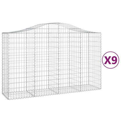 Gabionen Mit Hochbogen 9 Stk. 200X50X120/140Cm Verzinktes Eisen