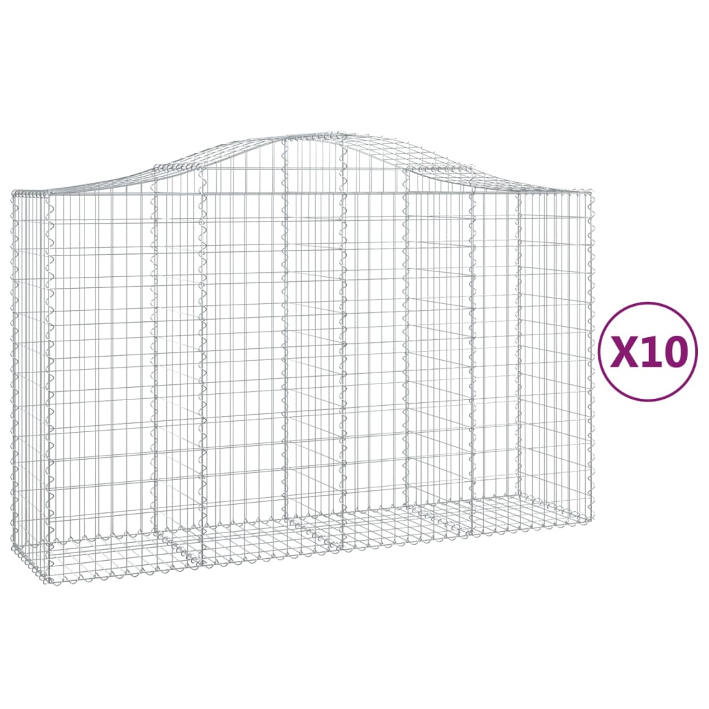 Gabionen Mit Hochbogen 10Stk. 200X50X120/140Cm Verzinktes Eisen