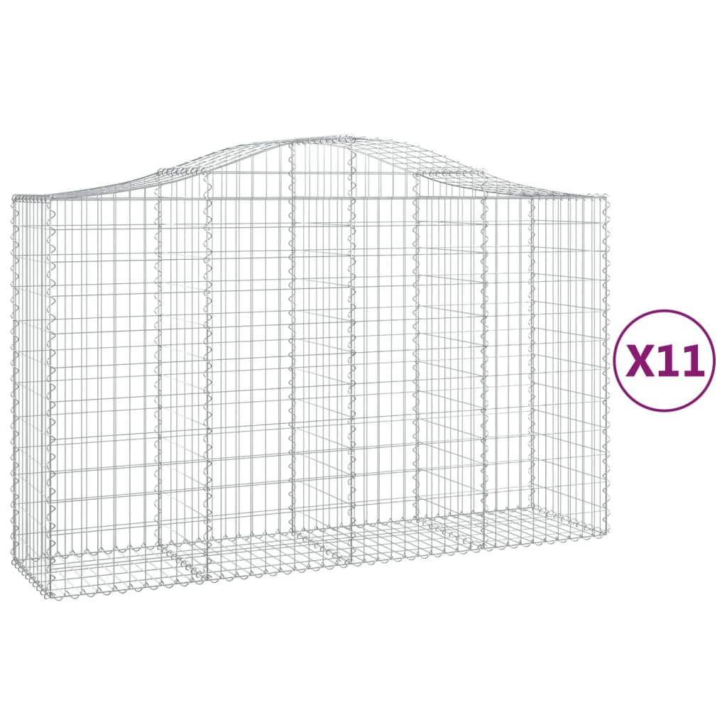 Gabionen Mit Hochbogen 11Stk. 200X50X120/140Cm Verzinktes Eisen