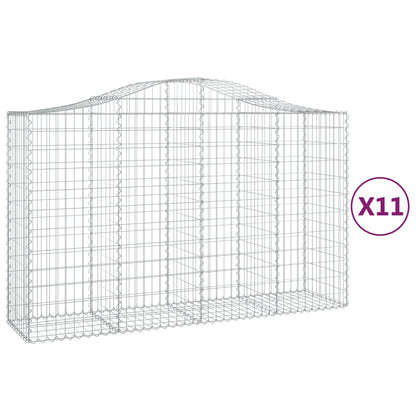Gabionen Mit Hochbogen 11Stk. 200X50X120/140Cm Verzinktes Eisen