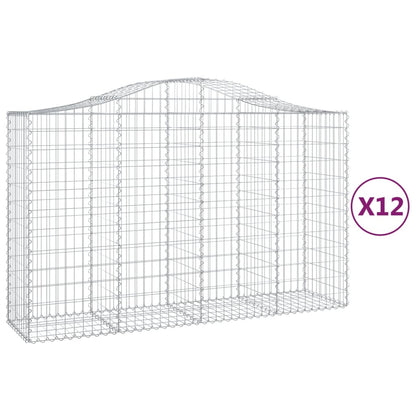 Gabionen Mit Hochbogen 12Stk. 200X50X120/140Cm Verzinktes Eisen