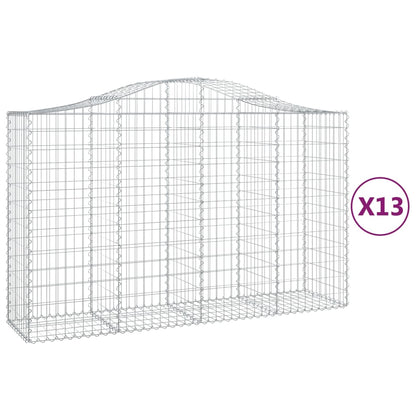 Gabionen Mit Hochbogen 13Stk. 200X50X120/140Cm Verzinktes Eisen